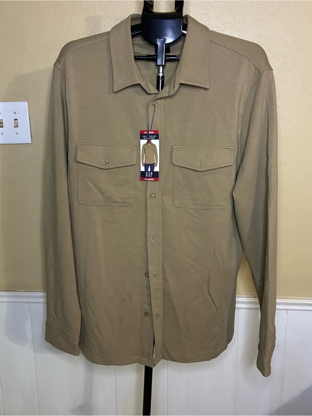 GAP Men's Button-Down Shirt in Khaki